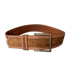 Vintage Jeans West USA made Unisex Brown Steerhide Leather Suede Belt size 30